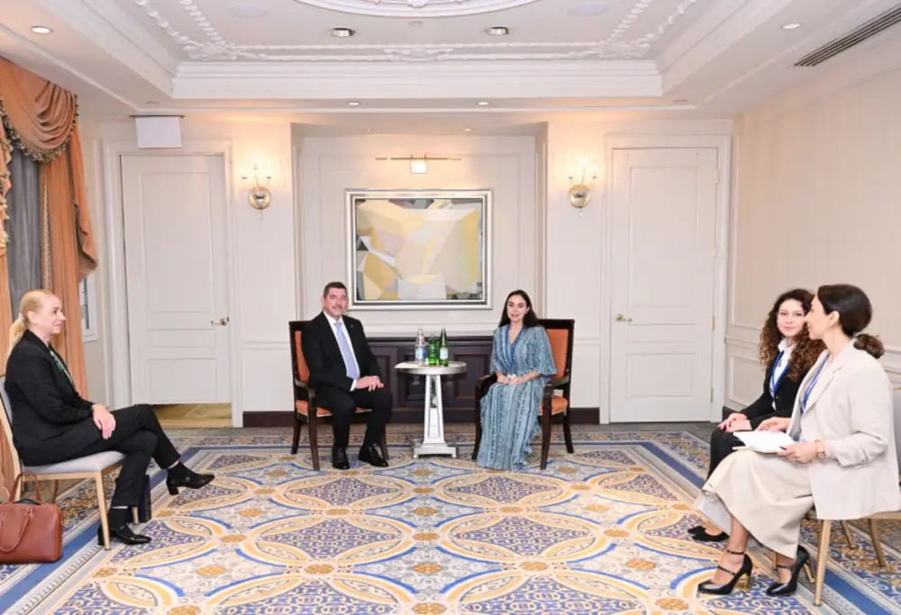 Leyla Əliyeva Nyu-Yorkda Sloveniya prezidentinin həyat yoldaşı Ales Musarla görüşüb