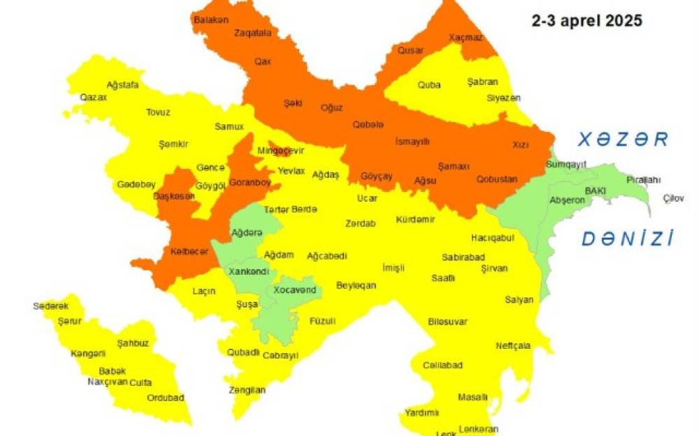 Küləkli hava ilə bağlı sarı və narıncı xəbərdarlıq edildi