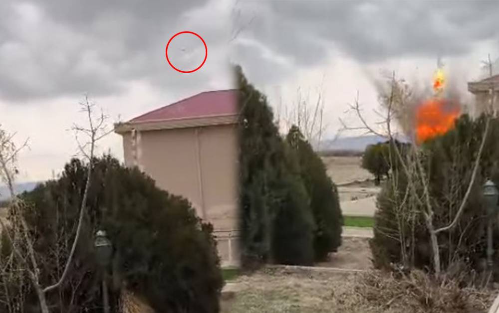 Dron məktəbin yaxınlığına belə düşüb - Həmin anın videosu